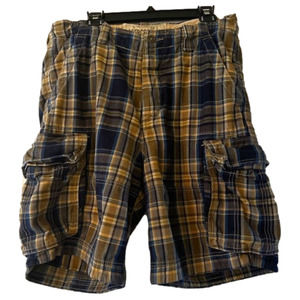 ABERCROMBIE & Fitch 34 Cargo short Plaid blue and gold
